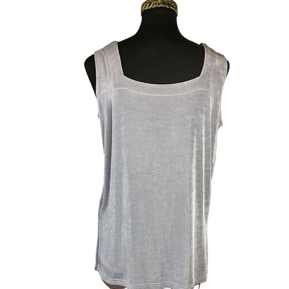 AOTC Woman's Tank Top Stretchy Silvery Gray Square Neck Size S/M - Picture 1 of 12